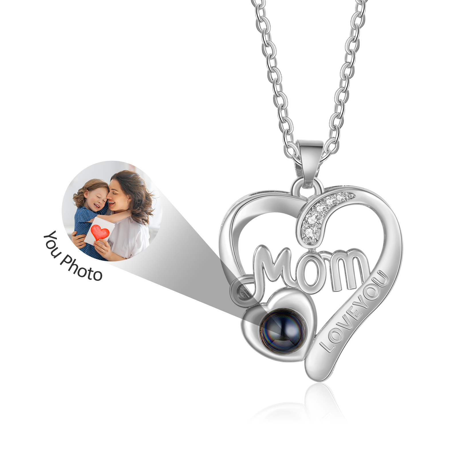 Personalised Mom Heart Projection Necklace Customised Photo Necklace for Her Mother's Day Gift Ideas-Jessemade AU