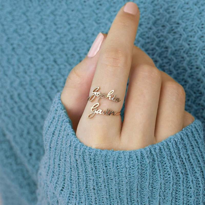 Personalised Name Ring Custom Rings with 2 Names Gifts for Mother Ring
