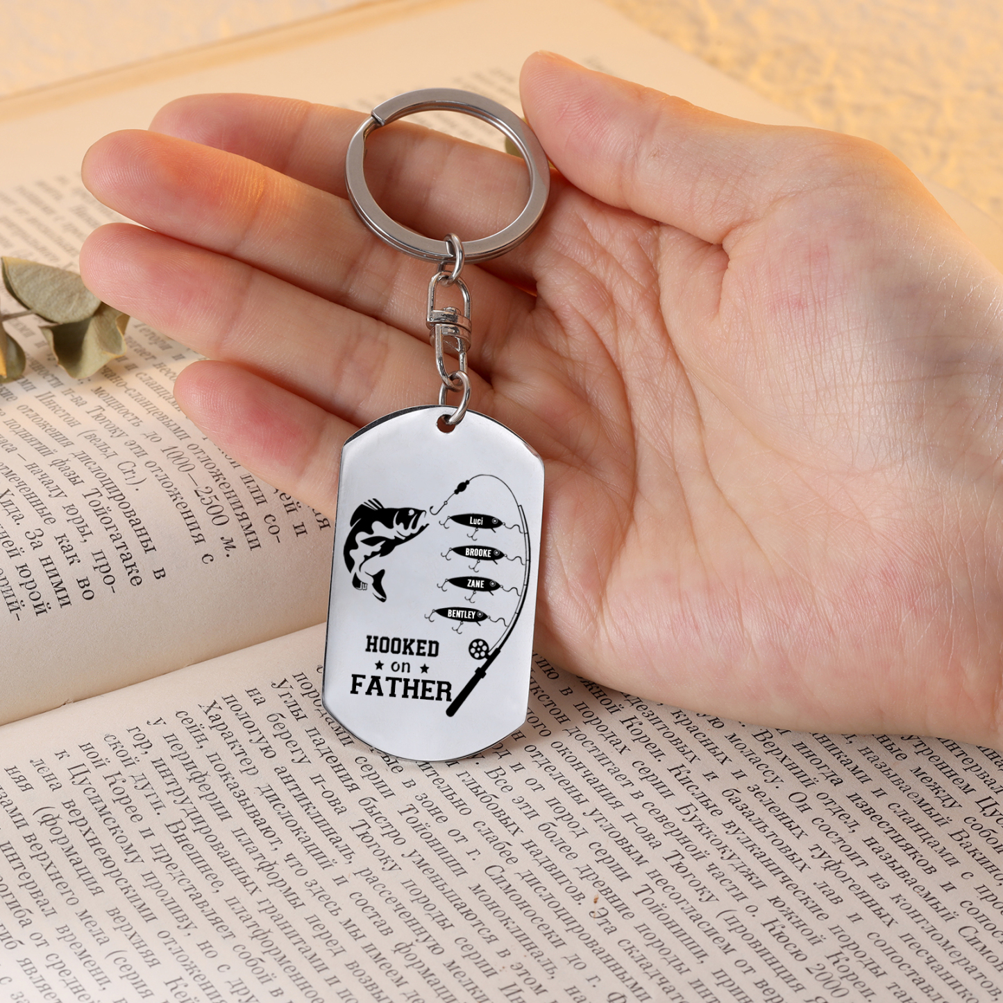 Fishing Keychain For Dad Custom Photo Keyring Engrave 4 Names Father's Day Gifts-Jessemade AU