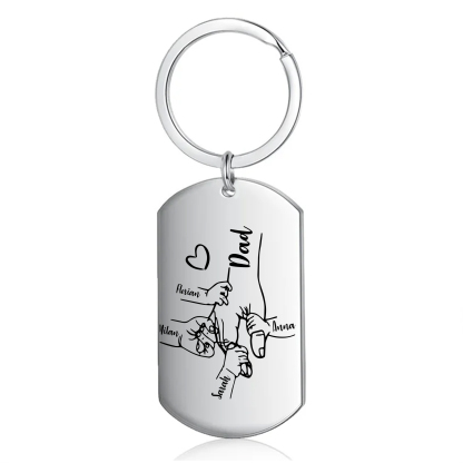 4 Names - Personalised Name Keychain Holding Hands Keychain Father's Day Gifts For Dad-Jessemade AU