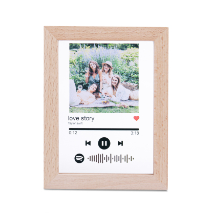 Personalised Wooden Spotify Code Photo Frame Night Light-Can Play Music-Interesting-Jessemade AU