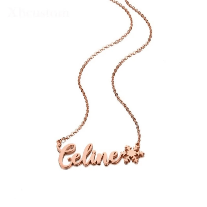 Personalised Snowflake Necklace Custom 1 Name Necklace Gift For Her-Jessemade AU