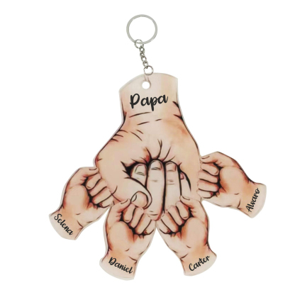 Personalised Fist Bump Keychain Engrave 6 Names Acrylic Keyring Father's Day Gifts-Jessemade AU