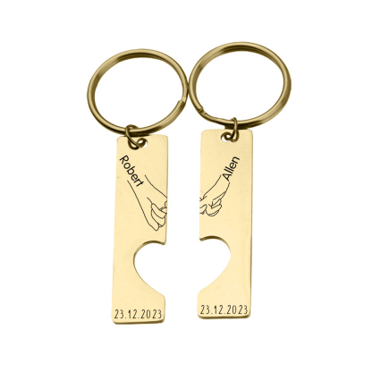 Personalised Couple Pinky Promise Keychain Customised Names & Date Matching Couple Keyring Valentine's Day Gifts For Couples-Jessemade AU