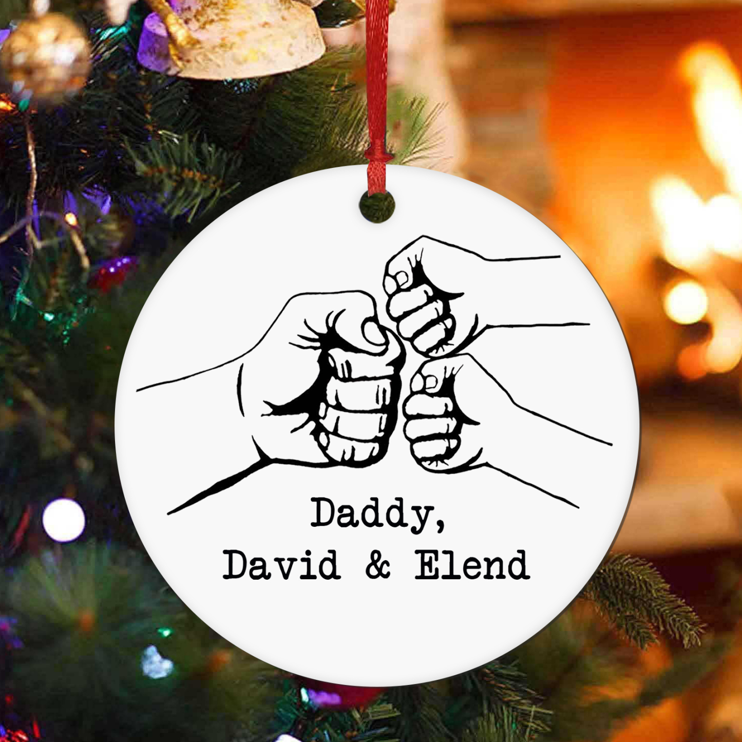 Personalised Christmas Tree Ornaments Wooden Fist Signs Christmas Pendant Custom Text Gifts for Family Friends-Jessemade AU
