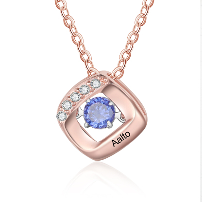 Custom Family Necklace with 1 Birthstone Engraving Names Dancing Stone Necklace-Jessemade AU