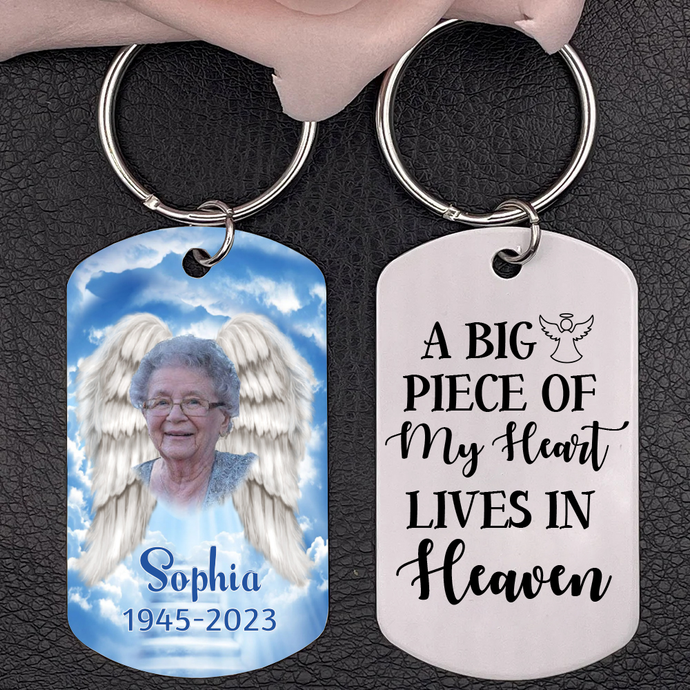 Personalised Photo Keychain Memorial Gift "A Big Piece of My Heart Lives in Heaven"-Jessemade AU