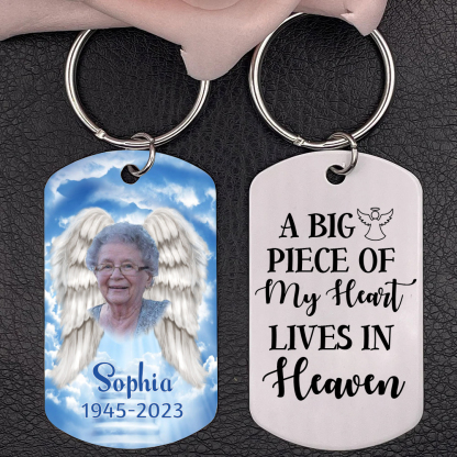 Personalised Photo Keychain Memorial Gift "A Big Piece of My Heart Lives in Heaven"-Jessemade AU