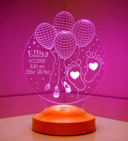 Personalised balloon Name Night Light Engraved Lamp-Jessemade AU