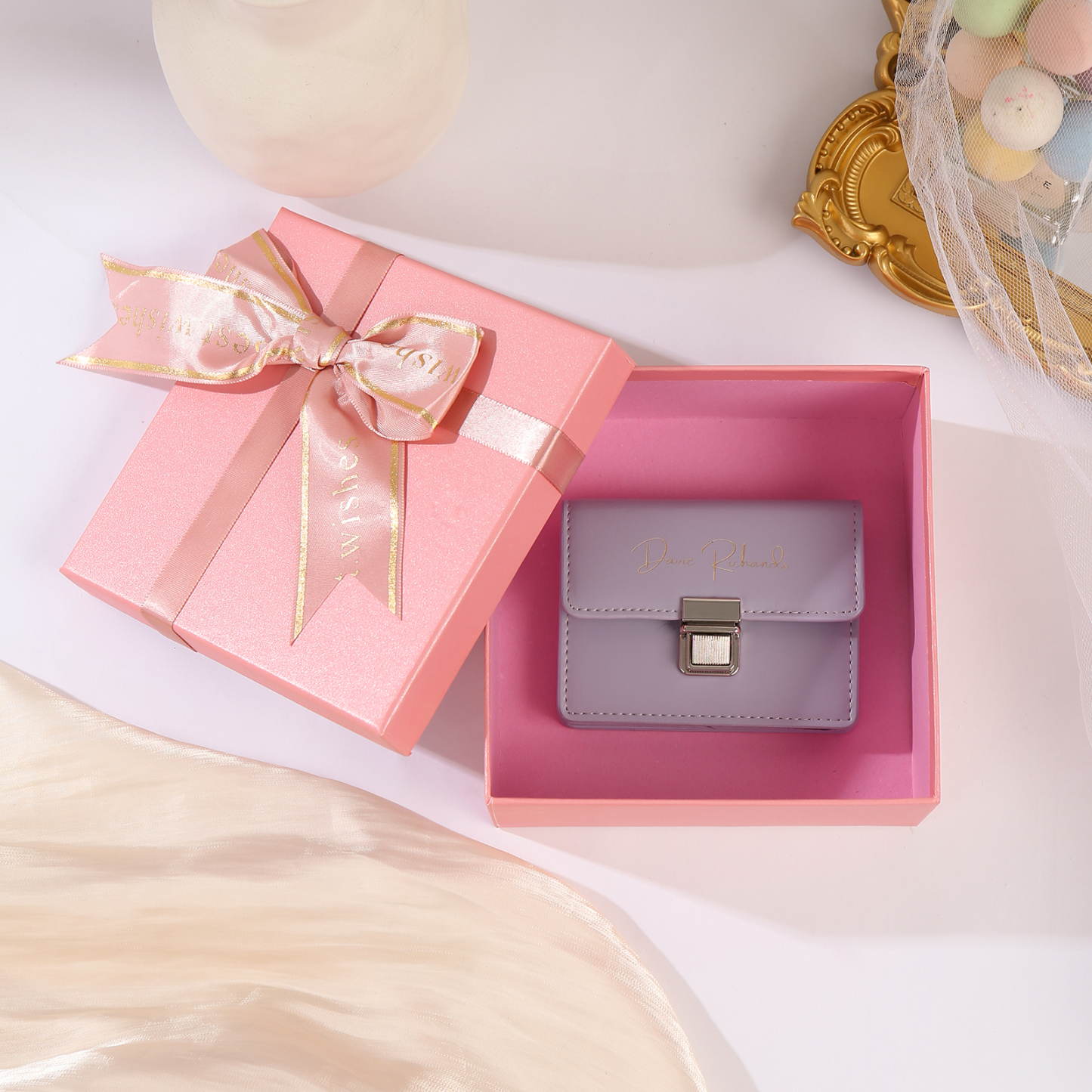 Exquisite Wallet Gift Box Pink Square Gift Packaging-Jessemade AU