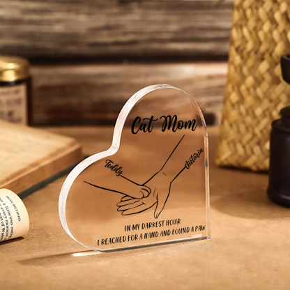 Personalised Acrylic Heart Keepsake Custom 2 Names & Text Dog/Cat Paw Ornaments Gifts for Mother/Father/Pet Lovers-Jessemade AU