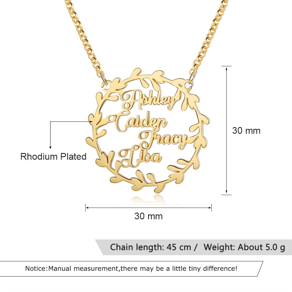 Personalised Circle Necklace Custom 4 Names Necklace Gift For Her-Jessemade AU
