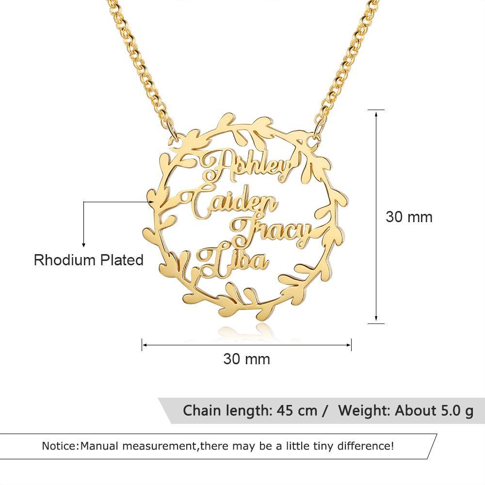 Personalised Circle Necklace Custom 4 Names Necklace Gift For Her-Jessemade AU