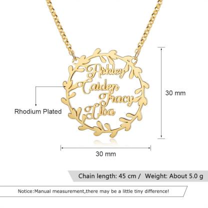 Personalised Circle Necklace Custom 4 Names Necklace Gift For Her-Jessemade AU