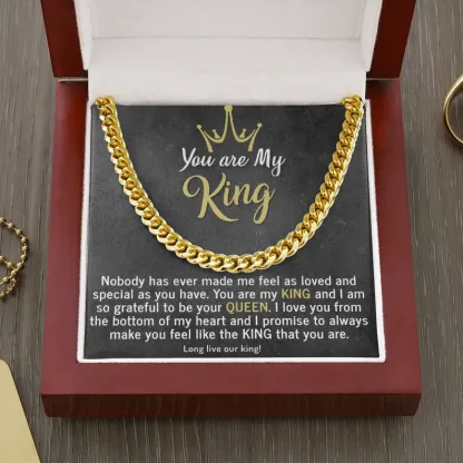 To My Man-Cuban Link Chain Necklace Gift Set "You Are My King"-Jessemade AU