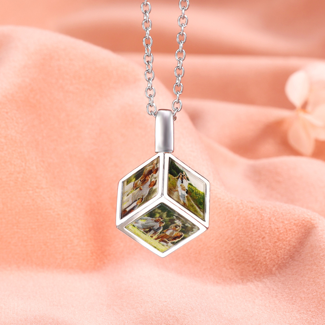 Family Photo Rubik's Cube Necklace Customised 6 Photos Necklace Gifts For Her-Jessemade AU