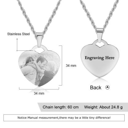 Personalised Heart Necklace Custom Photo Necklace Gifts For Father-Jessemade AU