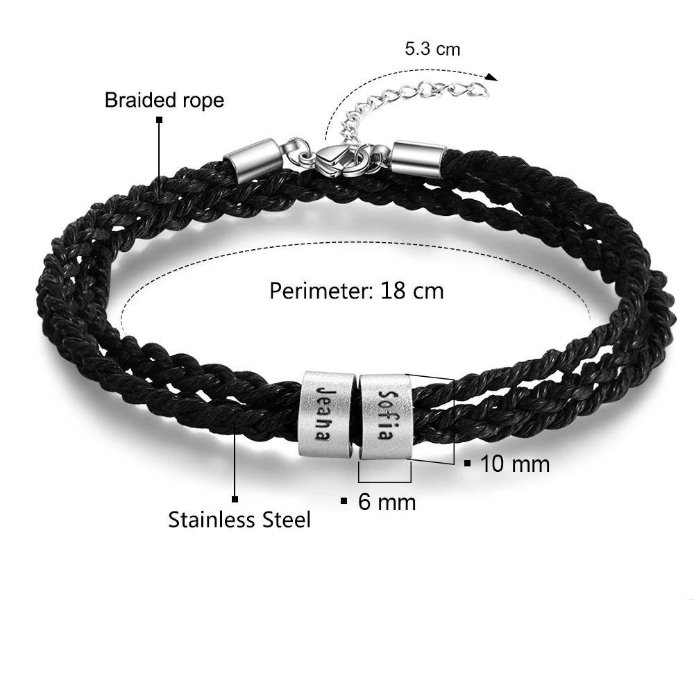 Personalised Men's Bracelets Charm Bracelet Gift for Dad-Jessemade AU