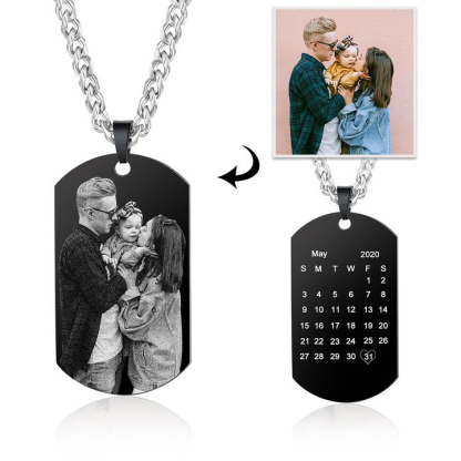 Personalised Photo Tag Necklace Custom Photo Cuban Chain Necklace Gifts For Father-Jessemade AU