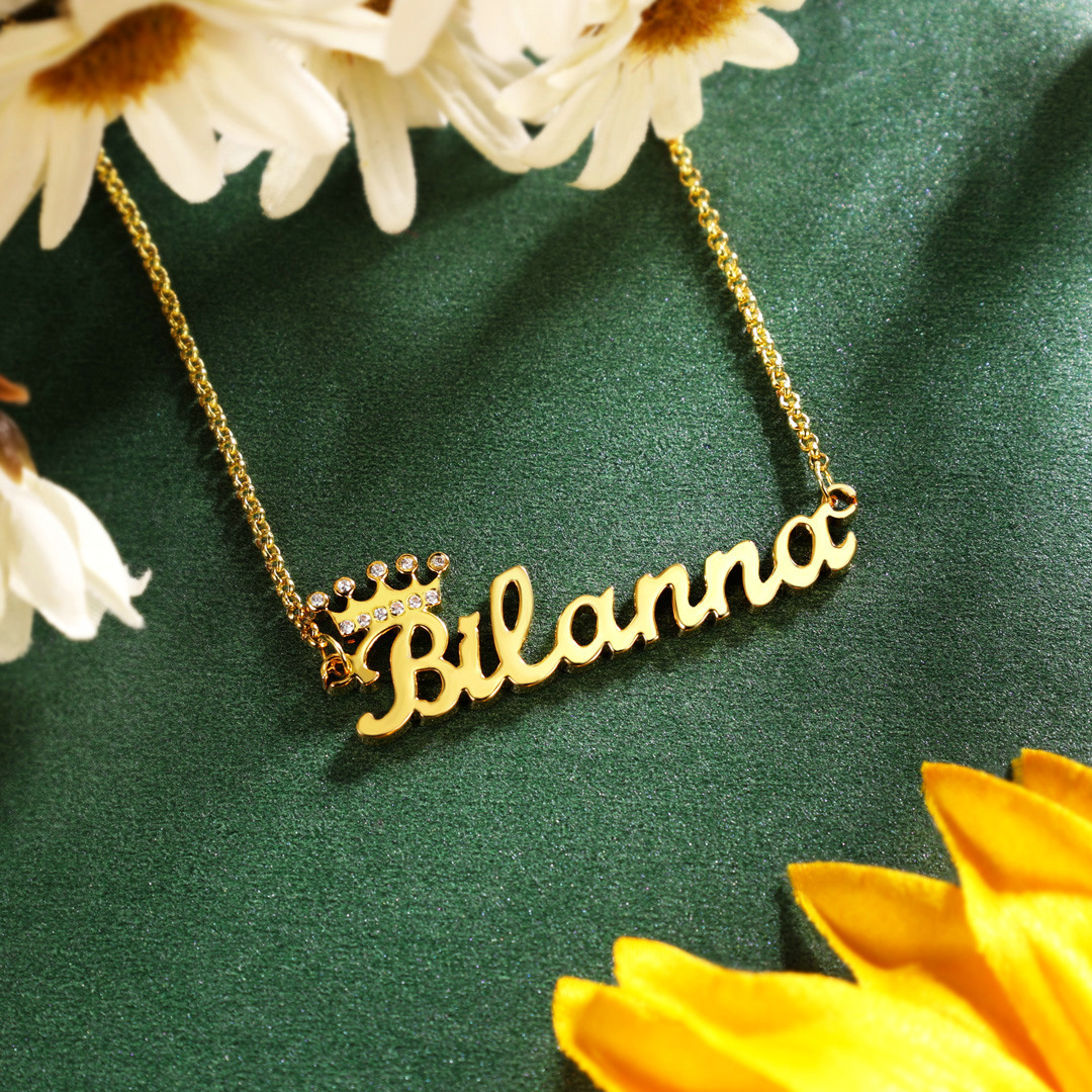 Personalised Crown Necklace Custom 1 Name Necklace Gift For Women-Jessemade AU