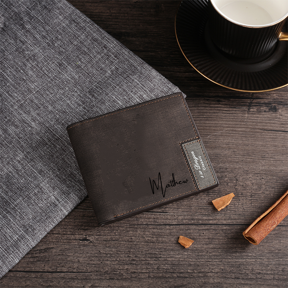 Personalised Name & Photo Billfold Wallet Custom Men's Leather Wallet Gifts for Him Dark Brown-Jessemade AU
