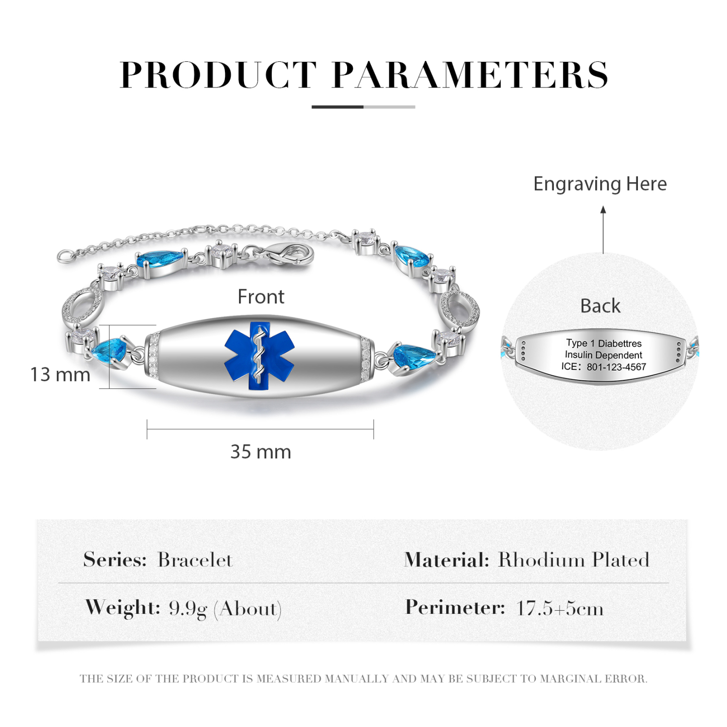Medical ID Bracelet Personalised Women's Alert Bracelet Engraving Message For Her-Jessemade AU