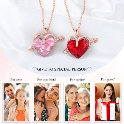 Heart-shaped Crystal Necklace Birthstone Necklace Gifts For Her-Jessemade AU