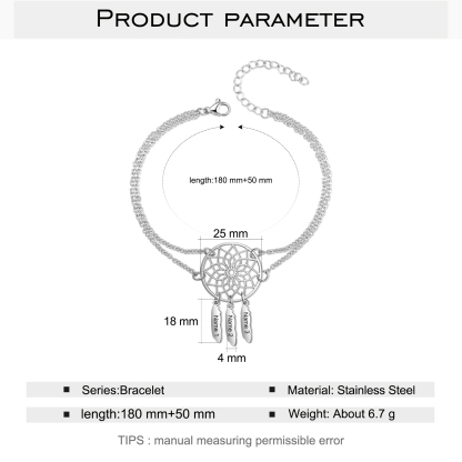 Personalised Dream Catcher 3 Names Bracelet For Ladies-Jessemade AU