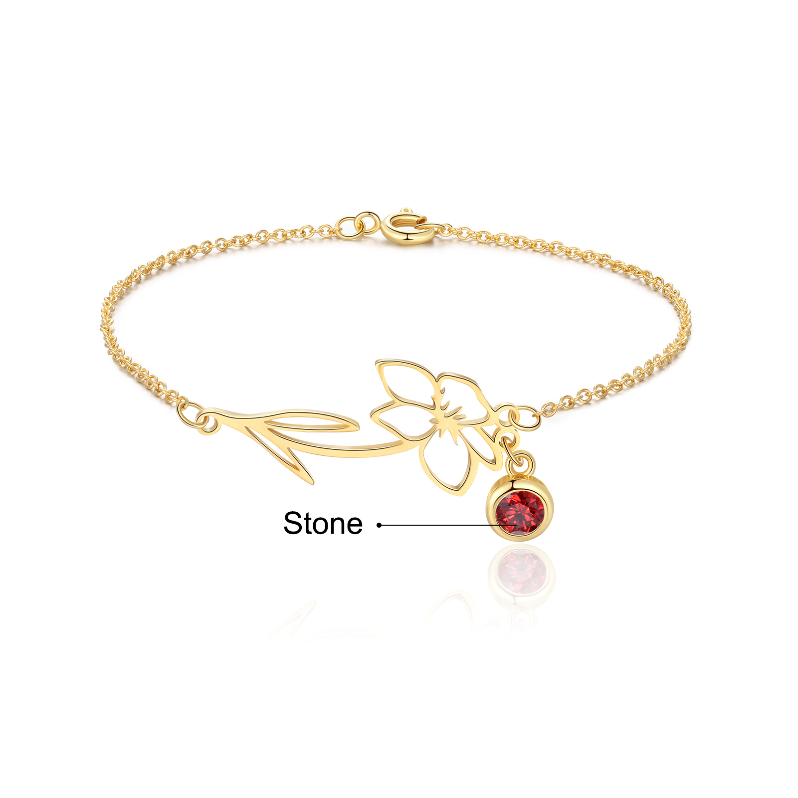 Personalised Birthflower Bracelet With 1 Birthstone Gift For Women-Jessemade AU