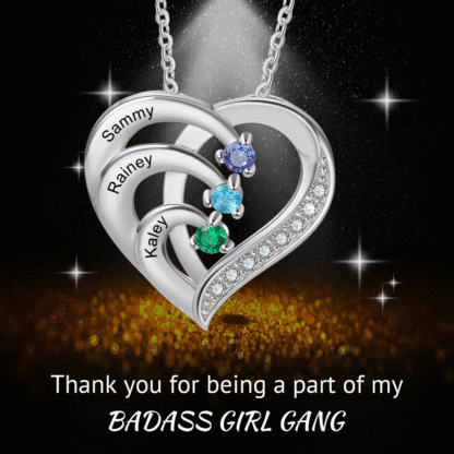 Personalised Mother Necklace 4 Stones Engraved 4 Names Birthstone Family Heart Pendant Gifts for Her-Jessemade AU