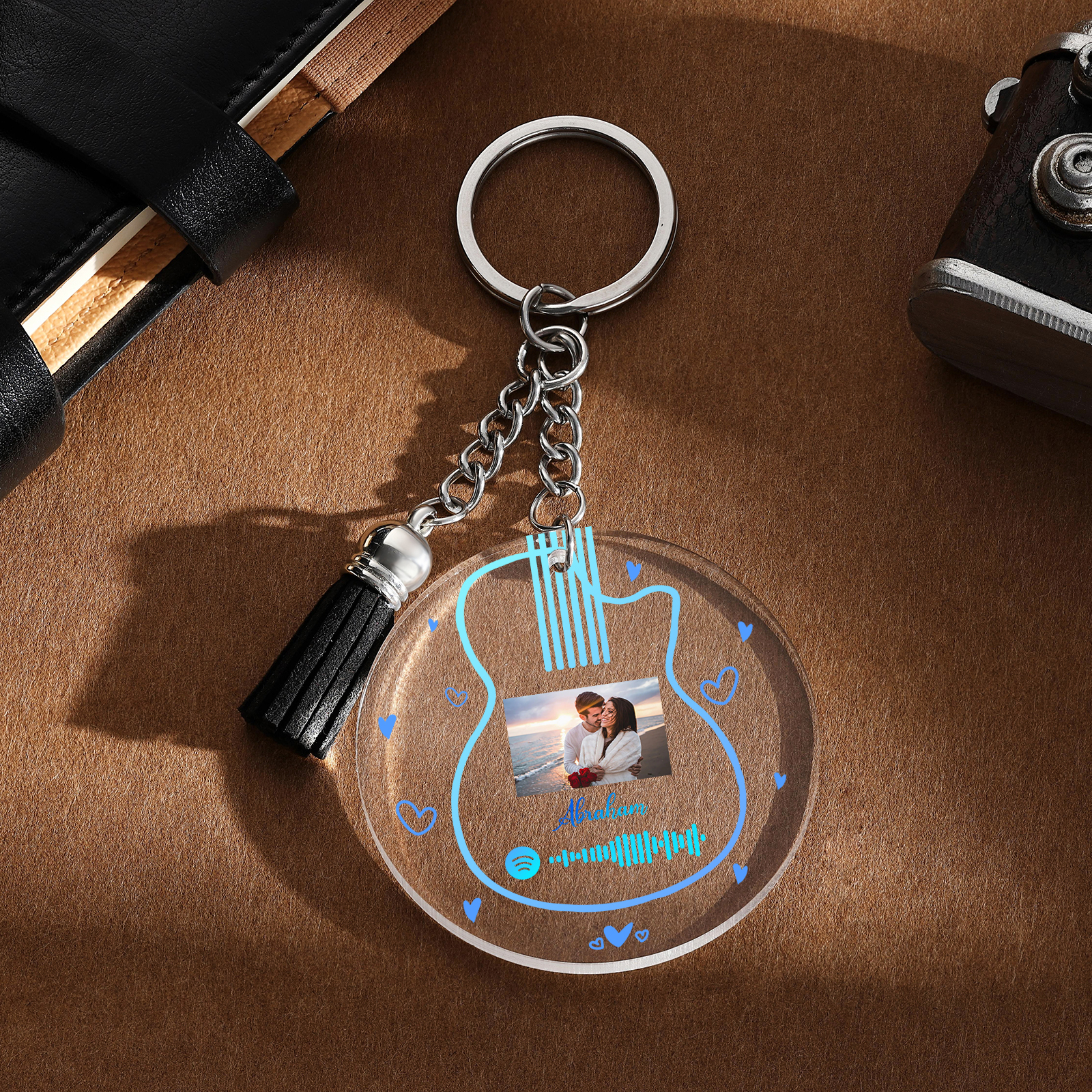 Personalised Spotify Code Keyring Custom Photo & Name Acrylic Scannable Music Keychain Valentine's Day Gift for Couples-Jessemade AU