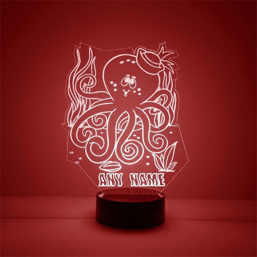 Custom Octopus Night Light 7 Colours Changing Night Light With Name LED Lamp Gifts For Kids-Jessemade AU