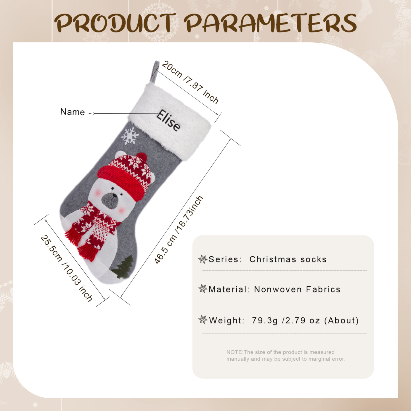 Customised 1 Name Christmas Stockings Ornaments Personalised Christmas Gray Gifts for Family Friends-Jessemade AU