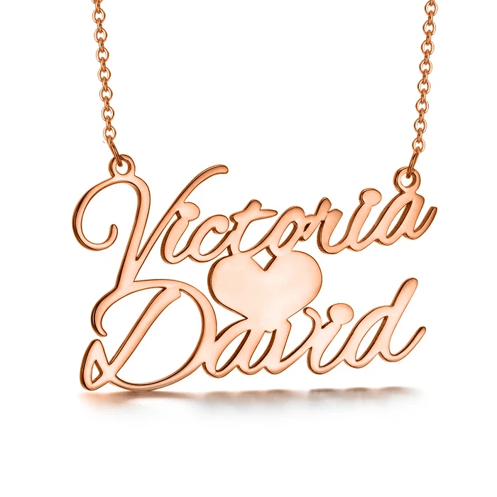 Personalised Heart Necklace Custom 2 Names Necklace Gift For Her-Jessemade AU