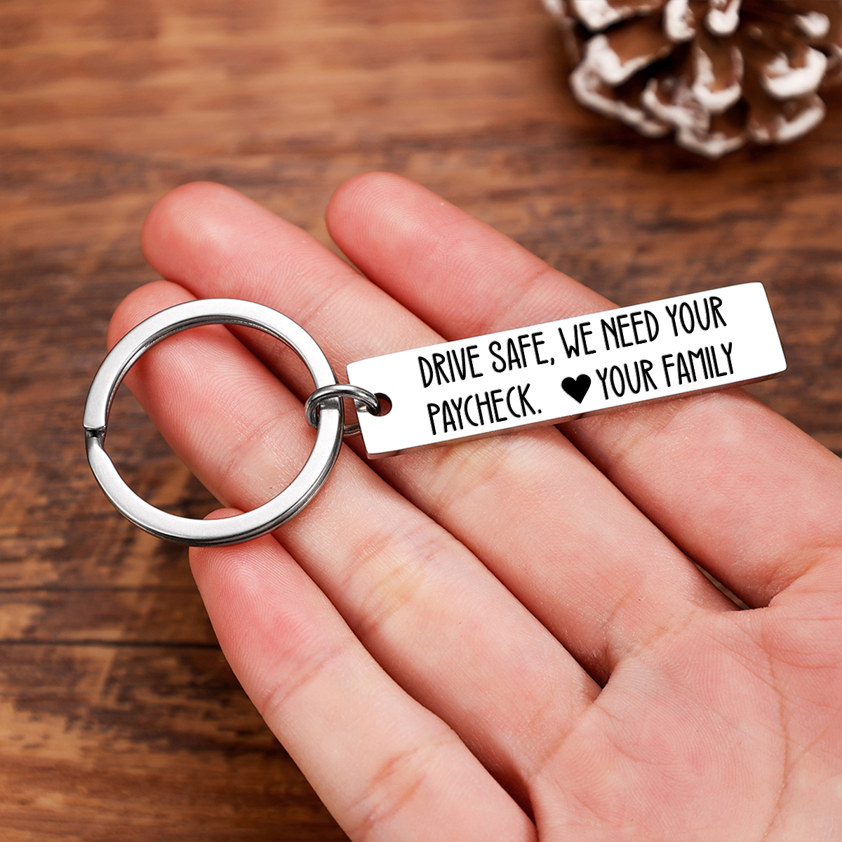 Personalised Name Keychain Funny Keychain Couple Gift - Drive Safe, We Need Your Paycheck-Jessemade AU