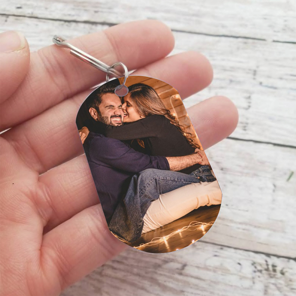 Couple Photo Keychain Customised 2 Names & Date Keyring Valentine's Day Gifts - I Love You To The Moon And Day-Jessemade AU