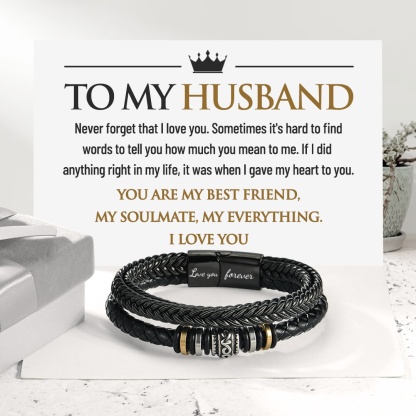To My Husband Leather Braided Bracelet - You Are My Best Friend, My Soulmate, My Everything-Jessemade AU