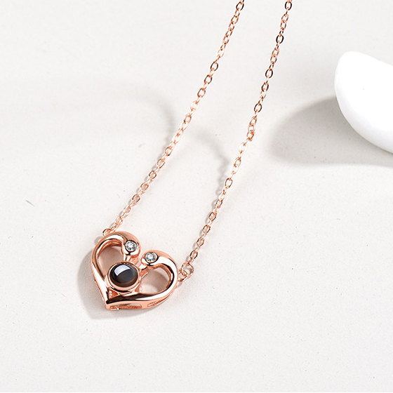 Valentines Day 100 Languages Projection Necklace Engraved  " I LOVE YOU" Swan Necklace Gifts For Her-Jessemade AU