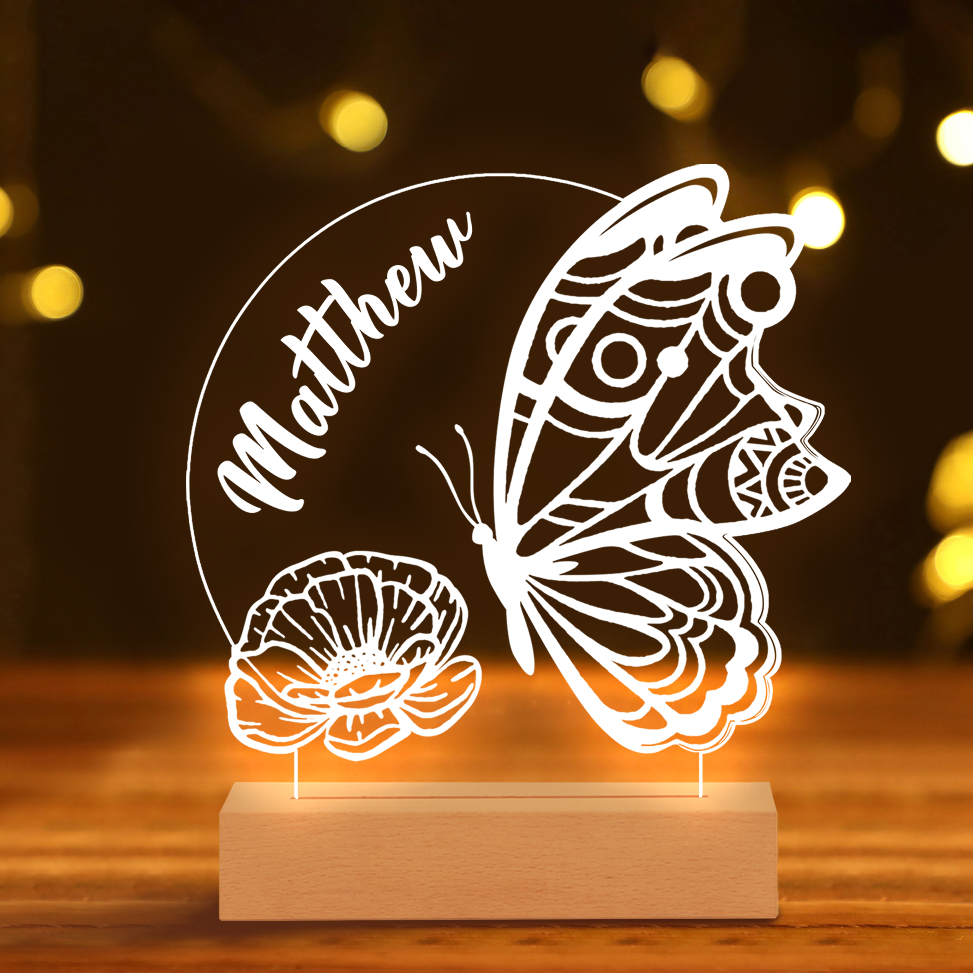 Butterfly Name Night Light Engrave Names LED Lamp Gifts For Kids-Jessemade AU