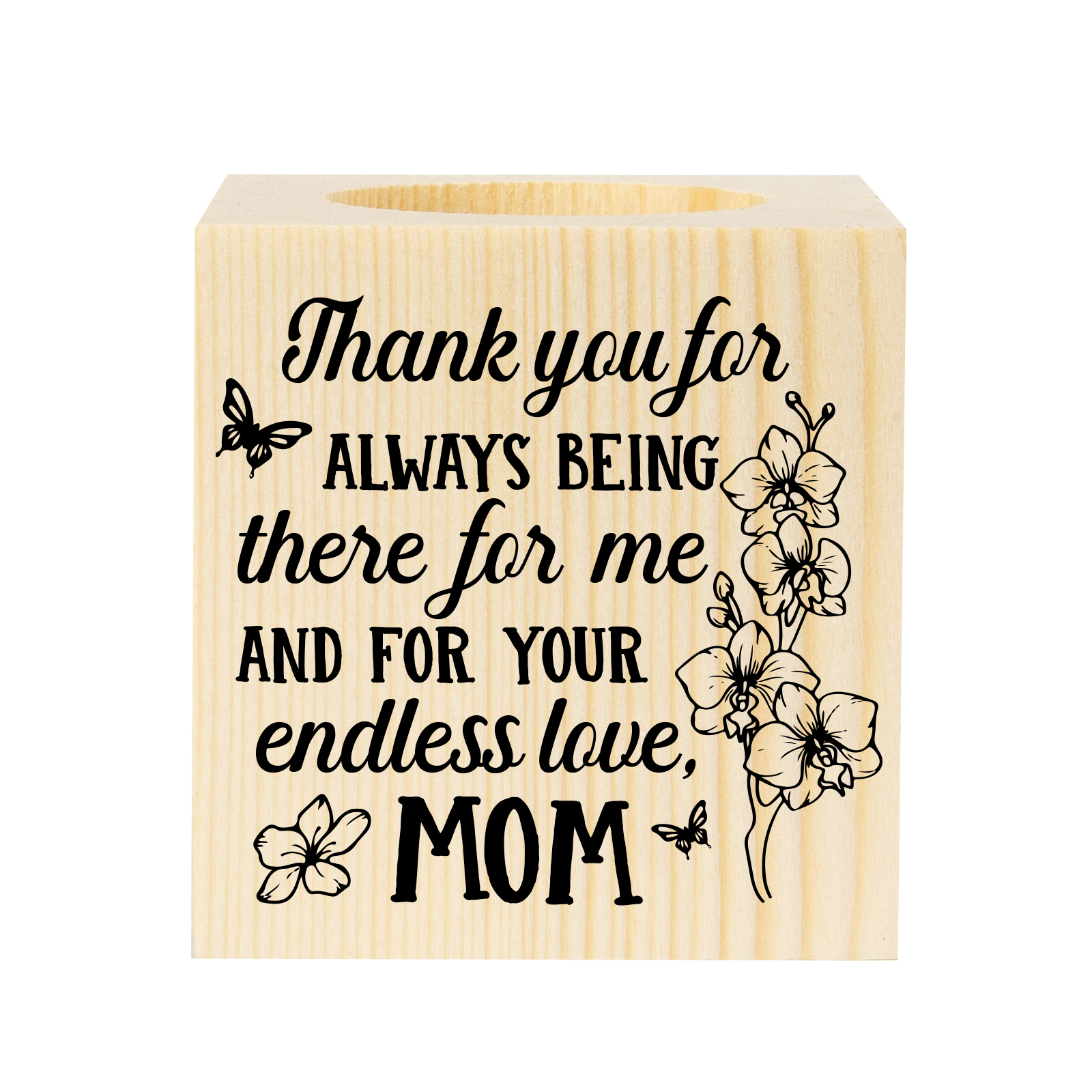 Block Candle Holder Thank You for Always Being There For Me Wooden Candlesticks for Mother-Jessemade AU