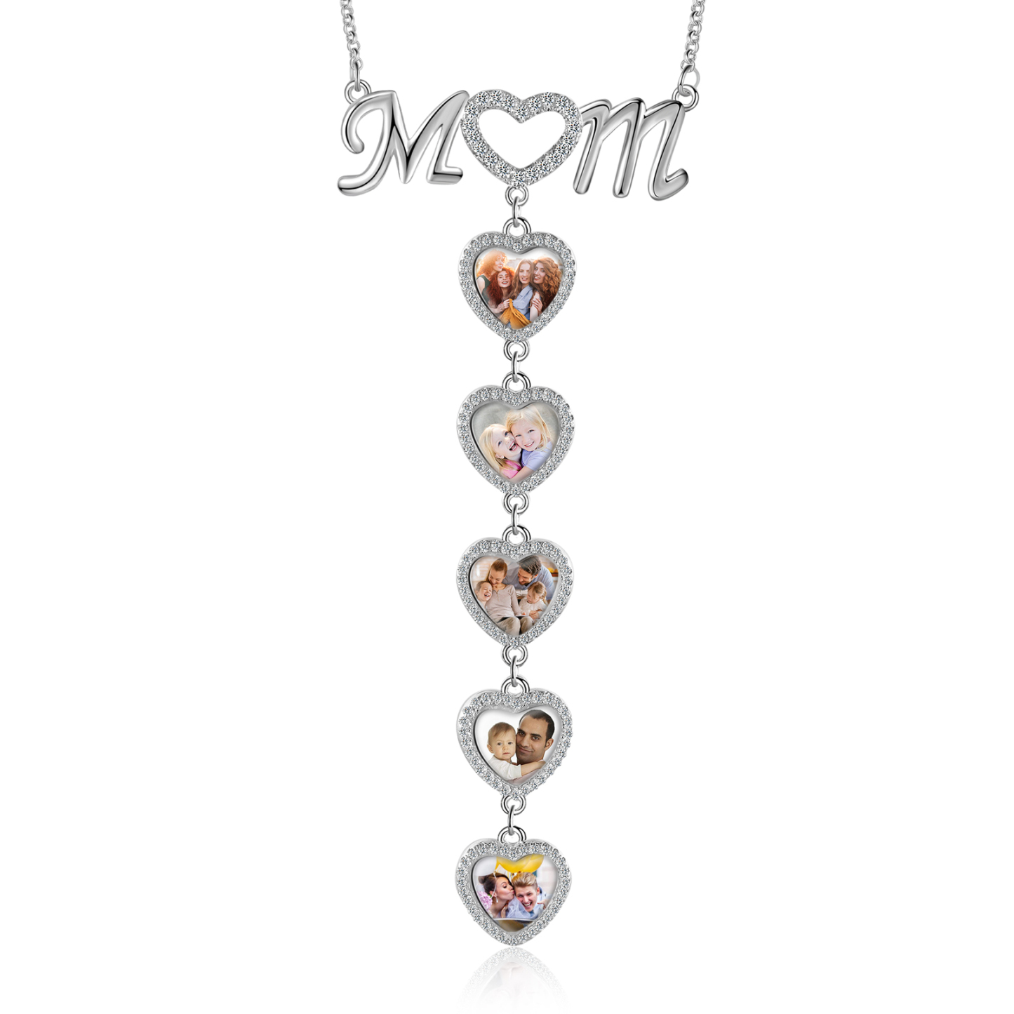 Mother's Day Gifts Personalised Mom Necklace Custom 5 Photos Heart Necklace for Mom-Jessemade AU