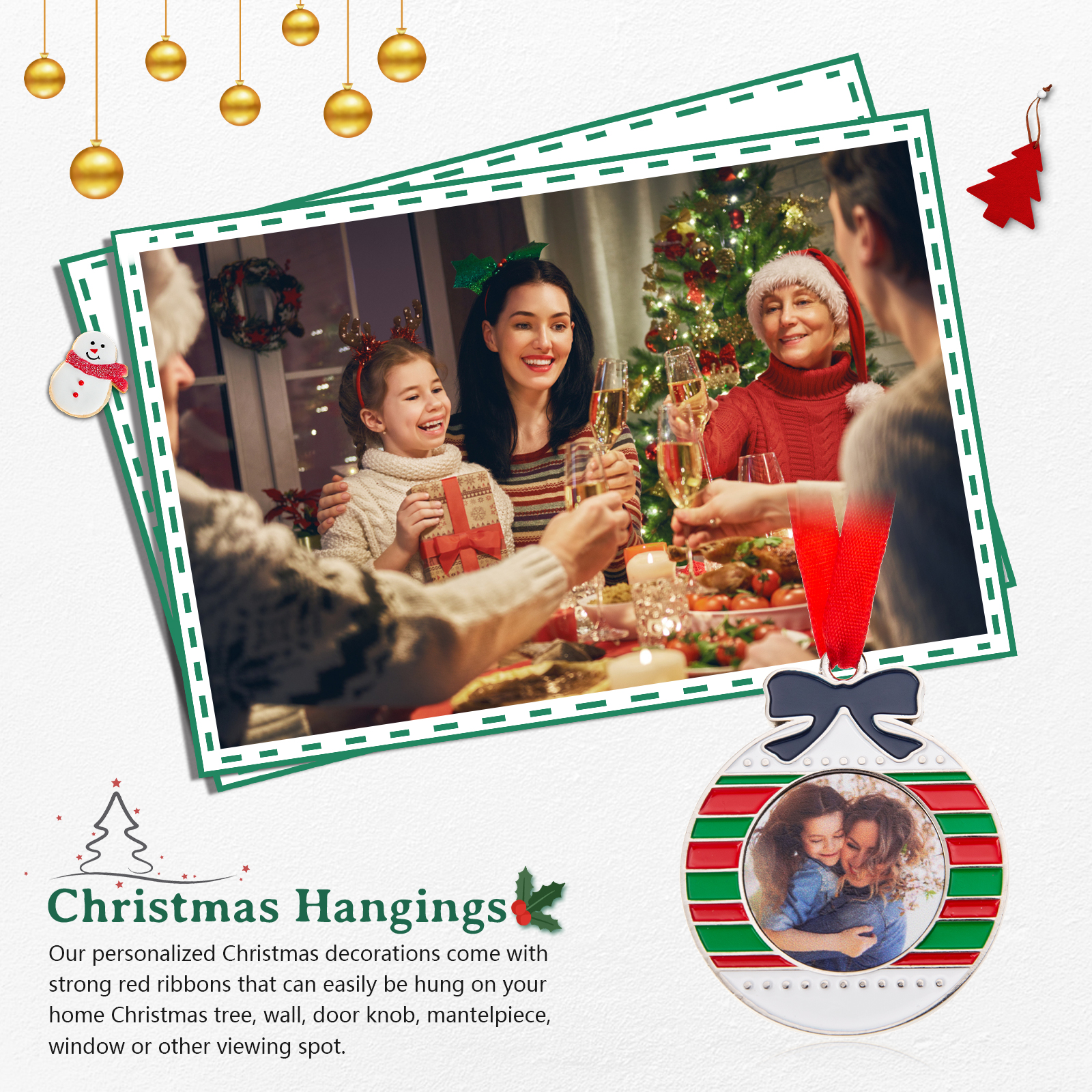 Personalised Photo Christmas Ornament Custom photos Gifts for Family-Jessemade AU