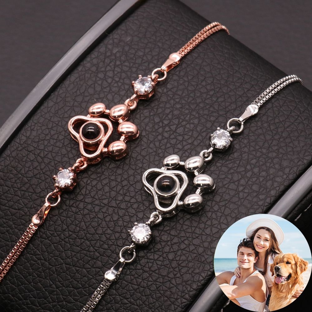 Personalised Photo Projection Bracelet Engraved Paw Bracelet Gifts For Her-Jessemade AU