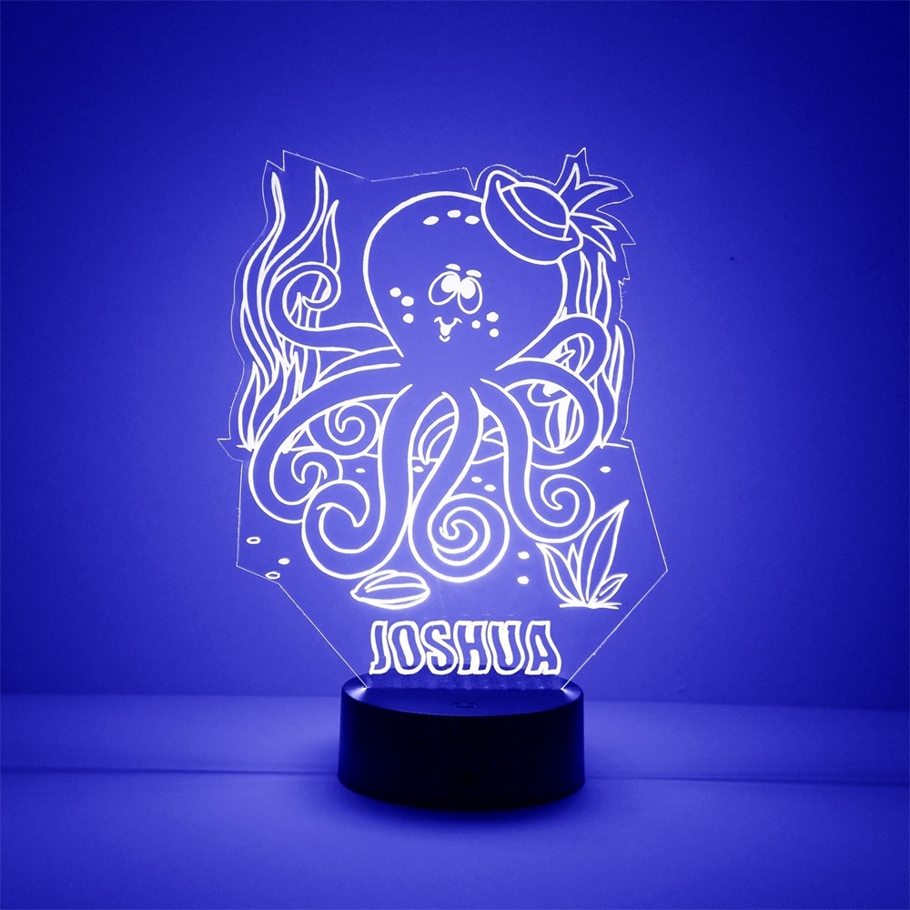 Custom Octopus Night Light 7 Colours Changing Night Light With Name LED Lamp Gifts For Kids-Jessemade AU