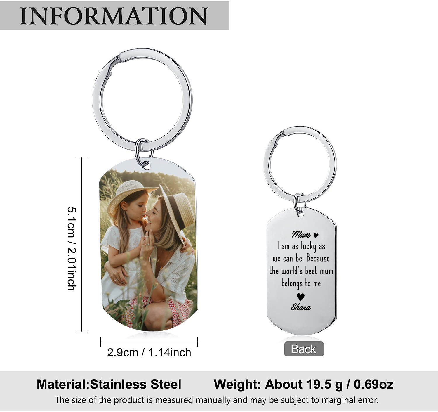 Personalised Photo & Name Keychain Gift for Grandma - I Am As Lucky As We Can Be Because The World's Best Nan Belongs To Me-Jessemade AU