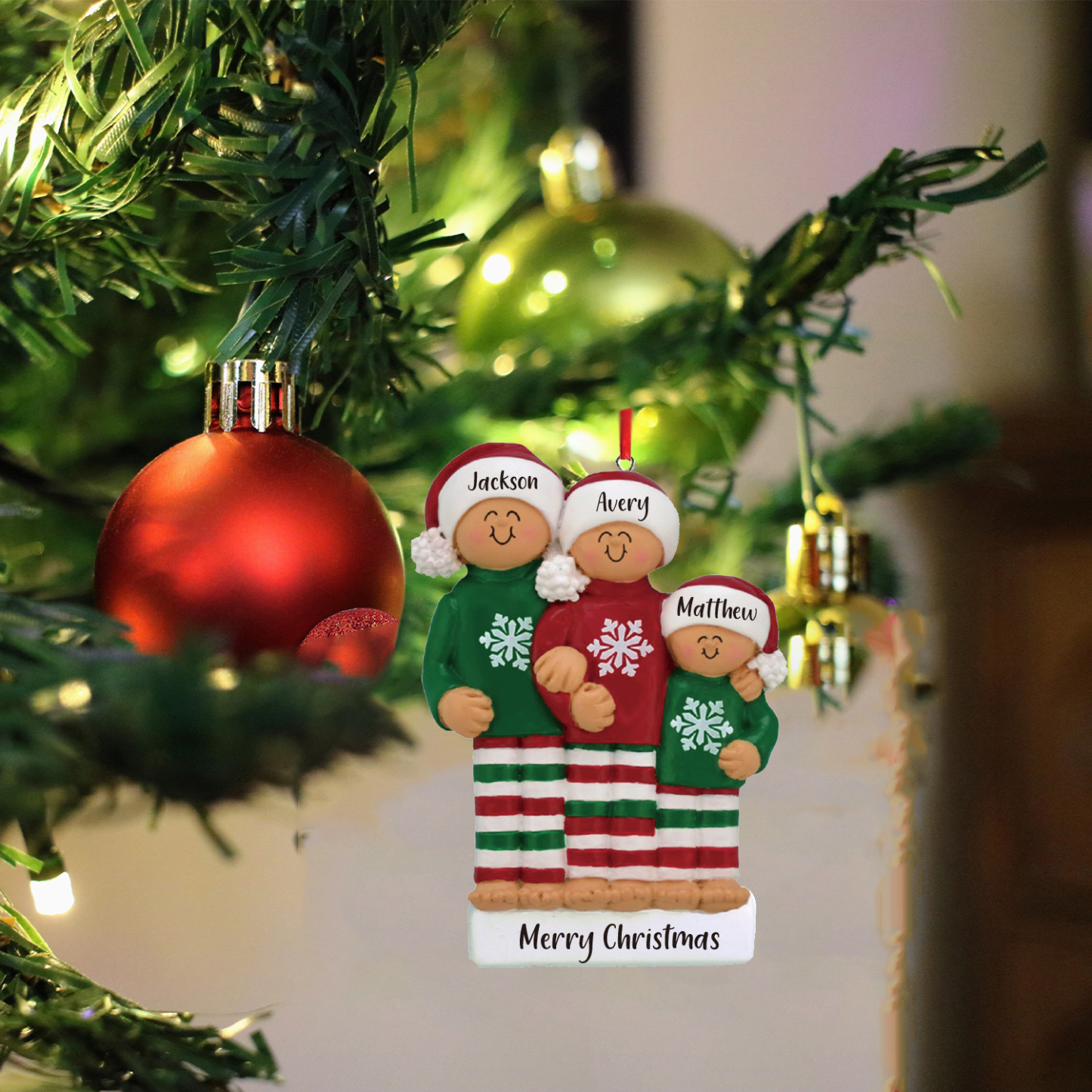 3 Names - Personalised Christmas Ornaments Custom Text Wooden Xmas Ornaments Gifts for Family Friends-Jessemade AU