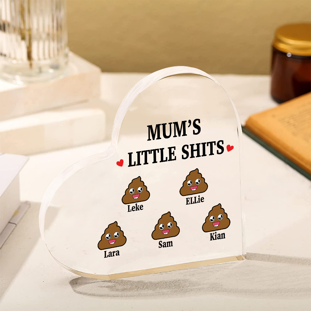 5 Names - Personalised Acrylic Heart Keepsake Custom Name Ornaments Mother's Day Funny Gifts for Mum-Jessemade AU