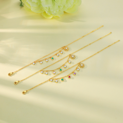 Personalised Women's Bracelet Custom 2 Birthstones Bracelet Gold Adjustable Bracelet Mother's Day Gift for Her-Jessemade AU