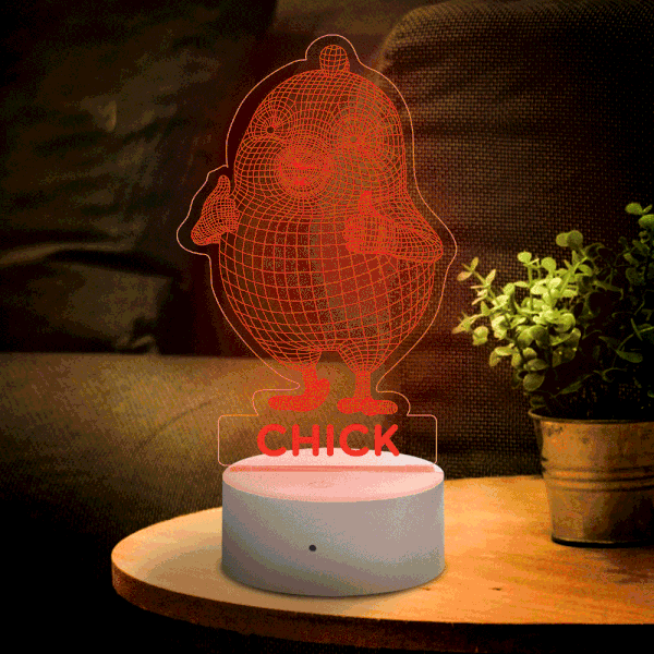 Personalised 3D Cartoon Chicken Home Decoration Lamp With Custom Name Night Light Kid's Bedroom Decor Children's LED Light-Jessemade AU