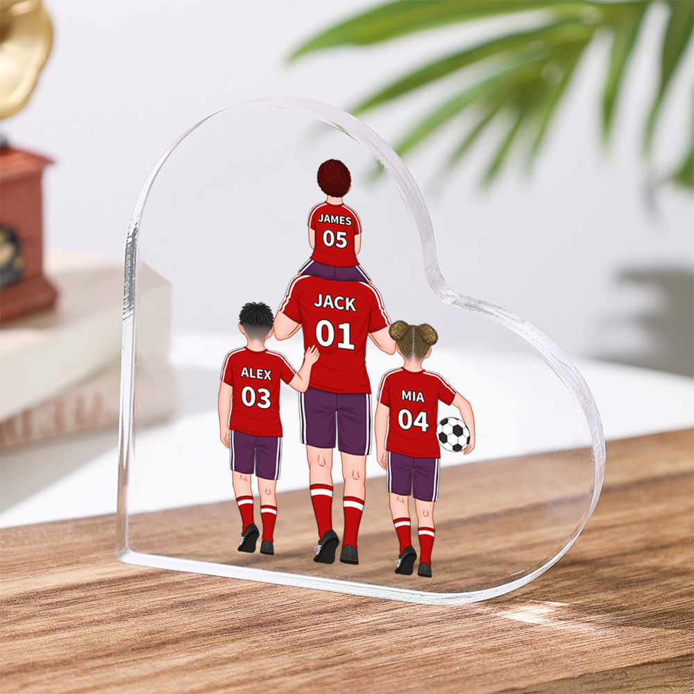 Personalised Jersey Number Acrylic Heart Keepsake Custom 2–9 Names Ornaments Football Family Gifts for Dad-Jessemade AU